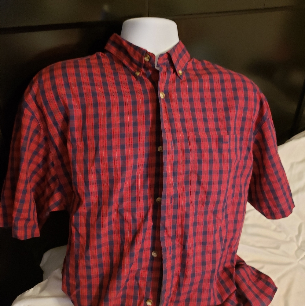 VANHEUSEN MEDIUM Combed cotton red blue shirt dress shirt